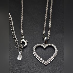 ✨ Moissanite Outline Heart Pendant – S925 Sterling Silver ✨